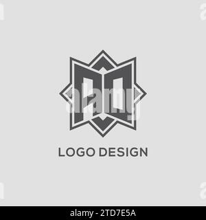 Monogramm-AO-Logo mit Vektorgrafik im Achtpunkt-Sterndesign Stock Vektor