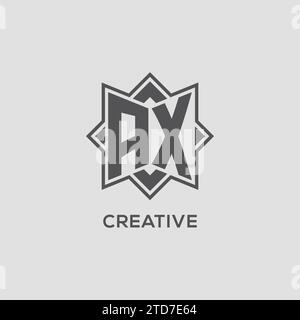 Monogramm AX-Logo mit Acht-Punkt-Stern-Design-Vektorgrafik Stock Vektor