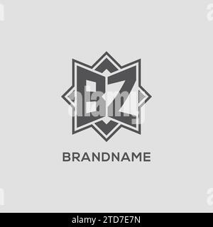 Monogramm-BZ-Logo mit Vektorgrafik im Achtpunkt-Sterndesign Stock Vektor