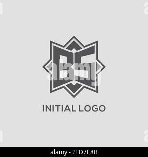 BS-Logo mit Monogramm und Vektorgrafik im Design mit acht Punkten Stock Vektor