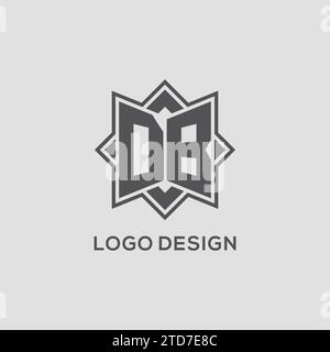 Monogramm DB-Logo mit Acht-Punkt-Stern-Design-Vektorgrafik Stock Vektor
