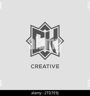 Monogramm CK-Logo mit Acht-Punkt-Stern-Design-Vektorgrafik Stock Vektor