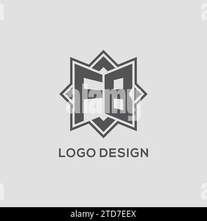 Monogramm-FB-Logo mit Acht-Punkt-Stern-Design-Vektorgrafik Stock Vektor