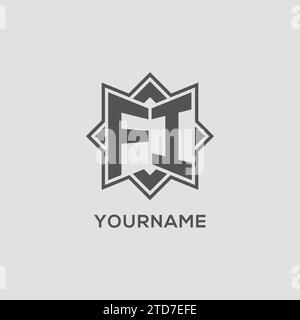 Monogramm-FI-Logo mit Vektorgrafik im Sterndesign mit acht Punkten Stock Vektor