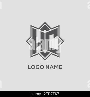 Monogramm HC-Logo mit Acht-Punkt-Stern-Design-Vektorgrafik Stock Vektor