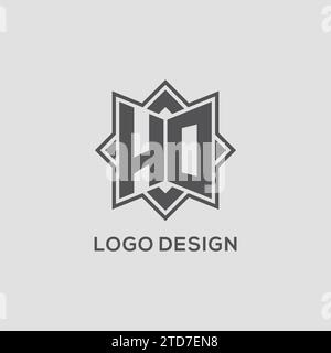 Monogramm HO-Logo mit Acht-Punkt-Stern-Design-Vektorgrafik Stock Vektor