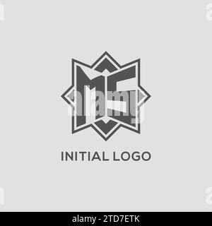 Monogramm MS-Logo mit Acht-Punkt-Stern-Design-Vektorgrafik Stock Vektor