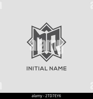 Monogramm-MR-Logo mit Achtpunkt-Sterndesign-Vektorgrafik Stock Vektor