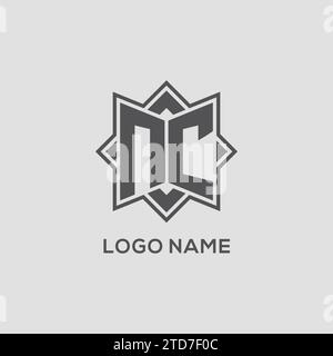 Monogramm NC-Logo mit Acht-Punkt-Stern-Design-Vektorgrafik Stock Vektor