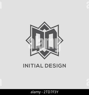 Monogramm-QD-Logo mit Acht-Punkt-Stern-Design-Vektorgrafik Stock Vektor