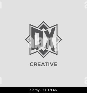 Monogramm QX-Logo mit Acht-Punkt-Stern-Design-Vektorgrafik Stock Vektor
