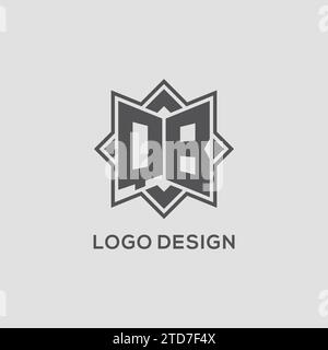 Monogramm QB-Logo mit Acht-Punkt-Stern-Design-Vektorgrafik Stock Vektor