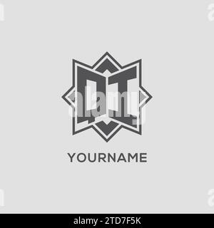 Monogramm-QI-Logo mit Acht-Punkt-Stern-Design-Vektorgrafik Stock Vektor