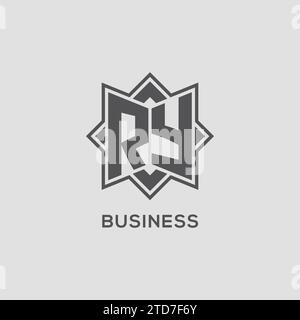 Monogramm-RY-Logo mit Vektorgrafik im Sterndesign mit acht Punkten Stock Vektor