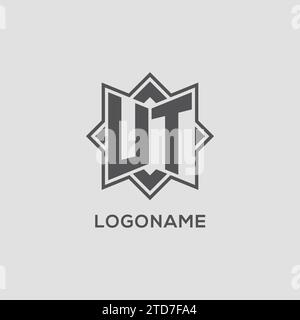 UT-Logo mit Monogramm und Vektorgrafik im Achtpunkt-Sterndesign Stock Vektor