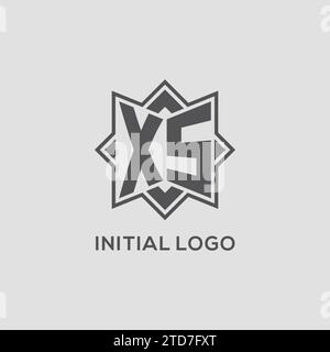 Monogramm-XS-Logo mit Vektorgrafik im Sterndesign mit acht Punkten Stock Vektor