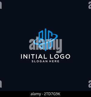 BG Initial Monogramm-Logo mit sechseckiger Form und Swoosh-Design-Ideen Stock Vektor