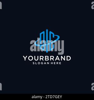 DC Initial Monogramm-Logo mit sechseckiger Form und Swoosh-Design-Ideen Stock Vektor