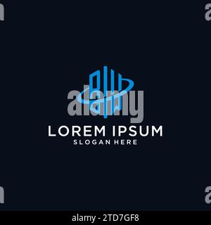 BM Initial Monogramm-Logo mit sechseckiger Form und Swoosh-Design-Ideen Stock Vektor
