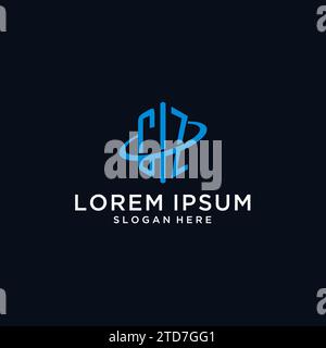 CZ Initial Monogramm-Logo mit sechseckiger Form und Swoosh-Design-Ideen Stock Vektor