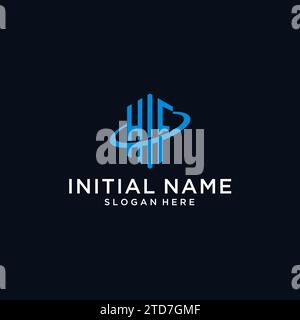HF Initial Monogramm-Logo mit sechseckiger Form und Swoosh-Design-Ideen Stock Vektor
