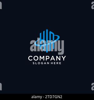 HN Initial Monogramm-Logo mit sechseckiger Form und Swoosh-Design-Ideen Stock Vektor