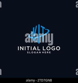 KT Initial Monogramm-Logo mit sechseckiger Form und Swoosh-Design-Ideen Stock Vektor