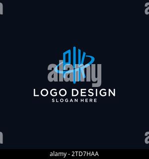 PK Initial Monogramm-Logo mit sechseckiger Form und Swoosh-Design-Ideen Stock Vektor