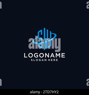 SU Initial Monogramm Logo mit sechseckiger Form und Swoosh Design Ideen Stock Vektor