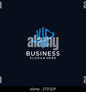 VE Initial Monogramm-Logo mit sechseckiger Form und Swoosh-Design-Ideen Stock Vektor