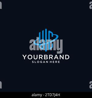 UC-Initial-Monogramm-Logo mit sechseckiger Form und Swoosh-Design-Ideen Stock Vektor