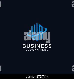UR-Initial-Monogramm-Logo mit sechseckiger Form und Swoosh-Design-Ideen Stock Vektor
