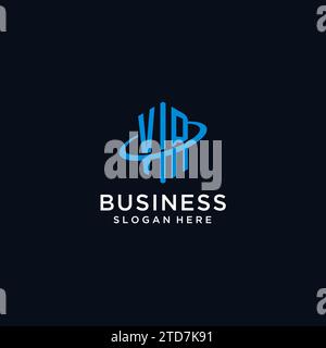 VR-Initial-Monogramm-Logo mit sechseckiger Form und Swoosh-Design-Ideen Stock Vektor
