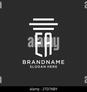 EA-Initialen mit schlichtem Säulen-Logo, kreativer Vektorgrafik für Anwaltskanzleien Stock Vektor