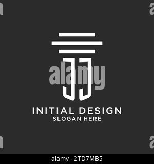 JJ Initialen mit schlichtem Säulen-Logo und kreativer Vektorgrafik des Anwaltskanzleienlogos Stock Vektor
