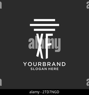 XF-Initialen mit schlichtem Säulen-Logo, kreativer Vektorgrafik für Anwaltskanzleien Stock Vektor