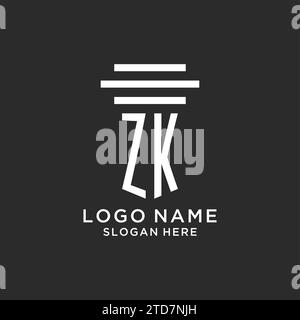 ZK-Initialen mit schlichtem Säulen-Logo, kreative Anwaltskanzleienlogo-Vektorgrafik Stock Vektor