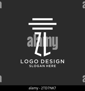 ZL Initialen mit schlichtem Säulen-Logo-Design, kreative Anwaltskanzlei-Logo-Vektorgrafik Stock Vektor