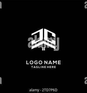 Ursprüngliches JC-Logo mit abstraktem Hausdach, einfache und saubere Immobilien-Logo-Design-Vektorgrafik Stock Vektor