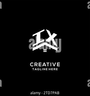 Initial IX Logo mit abstraktem Hausdach, einfache und saubere Immobilien Logo Design Vektorgrafik Stock Vektor