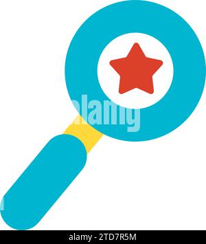 Aktuelle Informationen untersuchen. Lupe für wichtige Daten, flaches Symbol für Geschäftsprozessorganisation. Einfaches flaches Farbsymbol isoliert auf Stock Vektor