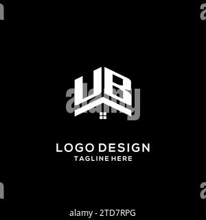 Erstes UB-Logo mit abstraktem Hausdach, einfache und saubere Immobilienlogo-Design-Vektorgrafik Stock Vektor
