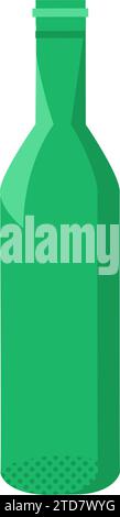Wiederverwendbare Grüne Weinflasche, Wohngegenstand aus Glas. Haushaltsartikel sind nicht zur Entsorgung verwendet. Recycling industrieller Produkte. Einfacher flacher Vektor isoliert o Stock Vektor