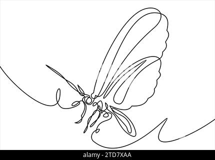 Schmetterling. Durchgehende Linienzeichnung. Vektorabbildung. Stock Vektor