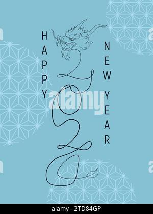 Einladung zum Neujahr 2024 – luxuriöse Designvorlage. Vektorillustration auf farbigem Hintergrund für Grußkarte, Flyer, Poster. Stock Vektor