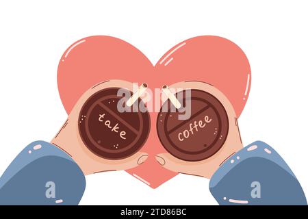 Kaffee in der Hand. Kaffeetasse zum Mitnehmen Stock Vektor