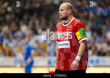 Paul Drux (Fuechse Berlin, #95) GER, TBV Lemgo Lippe vs. Fuechse Berlin, Handball, 1. Bundesliga 17. Spieltag, Spielzeit 2023/2024, 16.12.2023 Foto: Eibner-Pressefoto / Jan Strohdiek Stockfoto