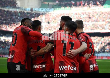 Mailand, Italien. 17. Dezember 2023. Team des AC Mailand während des italienischen Fußballspiels der Serie A zwischen AC Mailand und AC Monza am 17. Dezember 2023 im Giuseppe Meazza San Siro Siro Stadion in Mailand. Quelle: Tiziano Ballabio/Alamy Live News Stockfoto