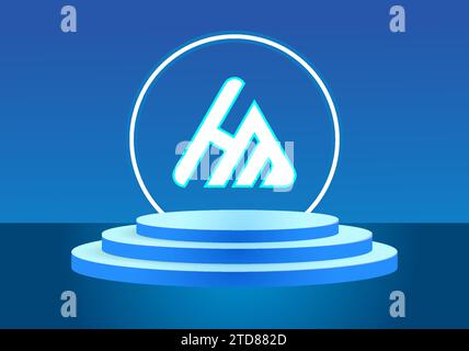 Blaues HM-Logo-Zeichen. Vektor-Logo für Unternehmen. Stock Vektor