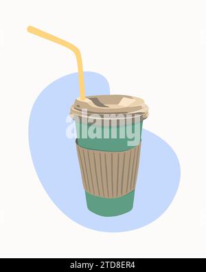 Vektor-isolierte Illustration einer Tasse Kaffee zum Mitnehmen. Stock Vektor